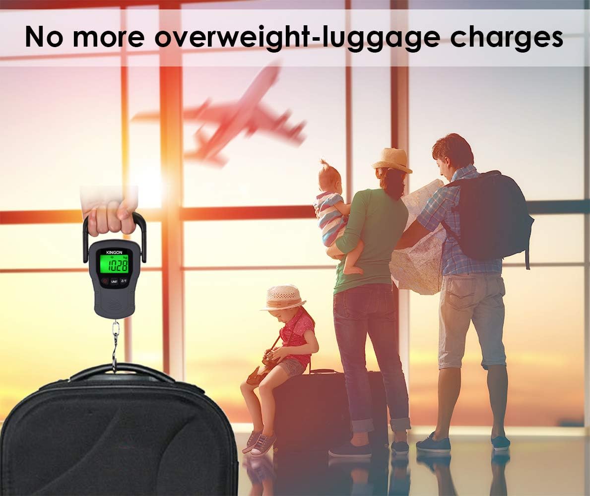 Digital Hanging Luggage Scale with Comfortable Handle and Large Hook, 110lb/50kg, Backlit Portable Scale for Travel Fishing with Tare/Hold Function, AAA Batteries Included, Grey - Image 7
