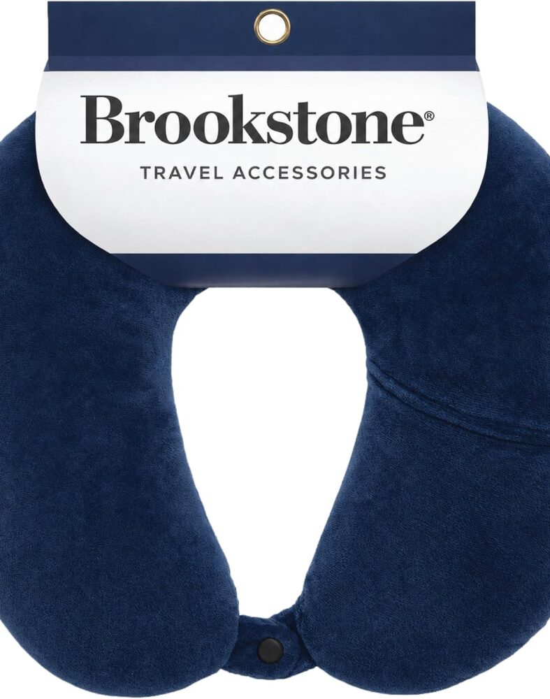 Brookstone Microbead Neck Pillow Soft Travel Pillow with Phone Pocket