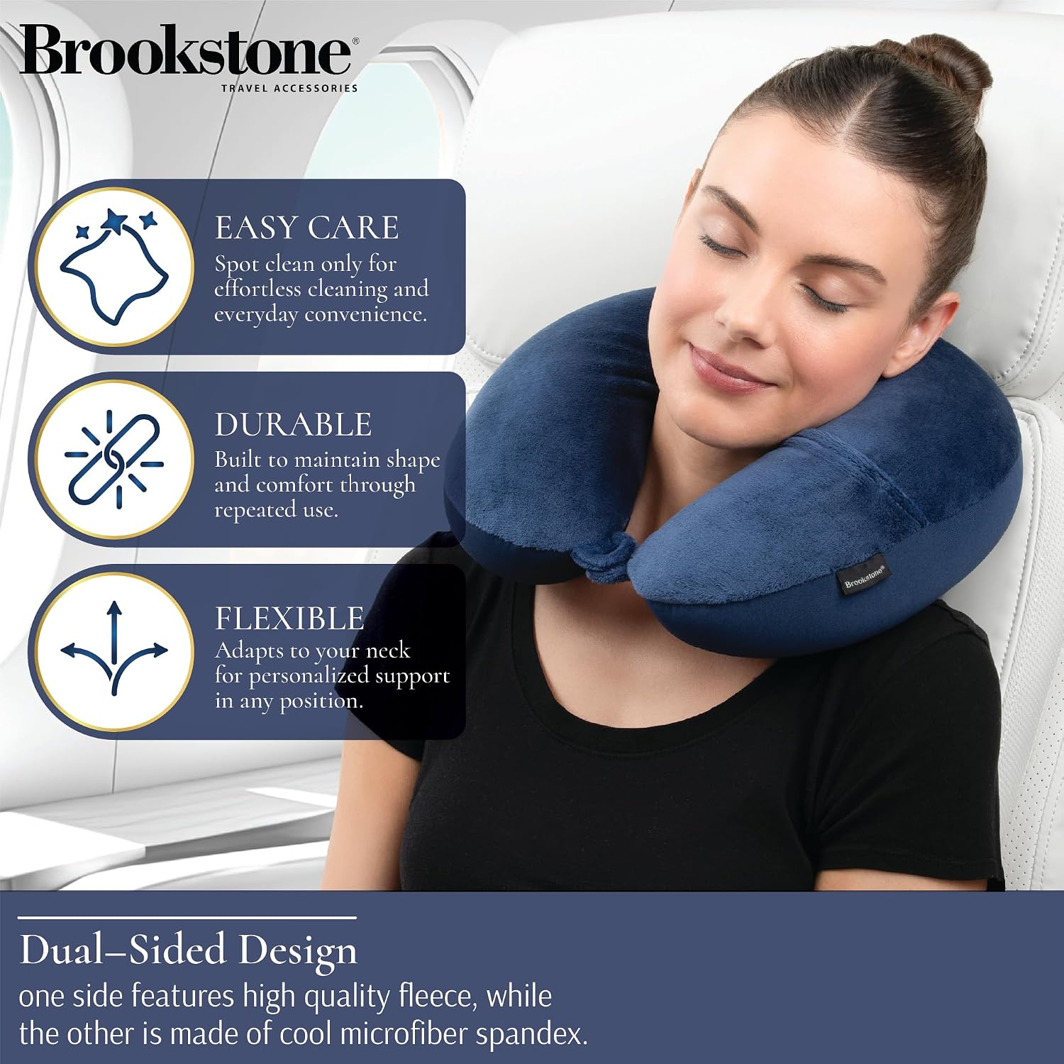 Brookstone Microbead Neck Pillow Soft Travel Pillow with Phone Pocket - Image 3
