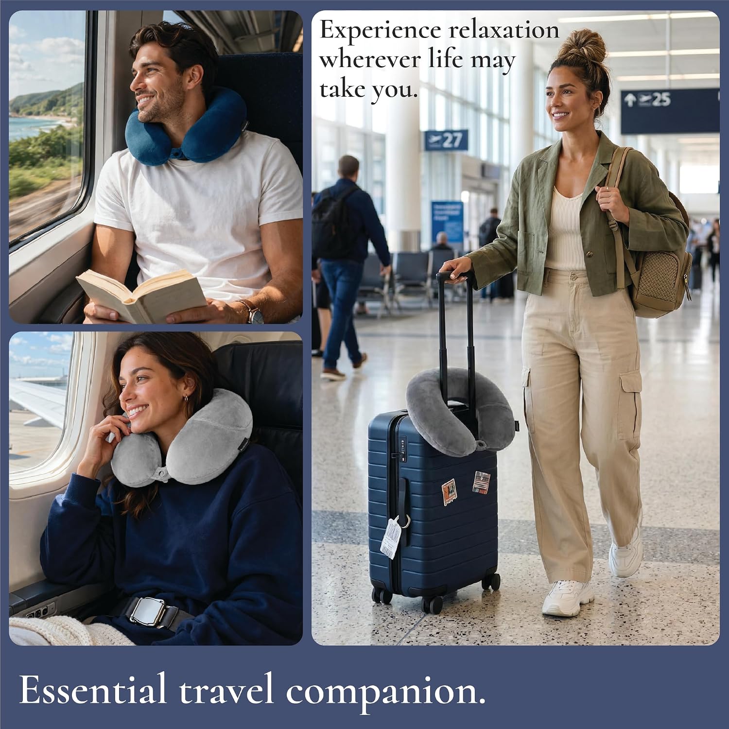 Brookstone Microbead Neck Pillow Soft Travel Pillow with Phone Pocket - Image 6
